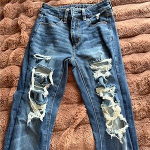 American Eagle Outfitters Blue Distressed Skinny Jeans